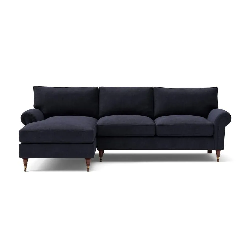 Large Right Hand Chaise - Ink, Eco Chenille