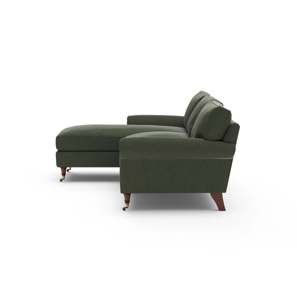 Large Right Hand Chaise - Moss, Eco Chenille