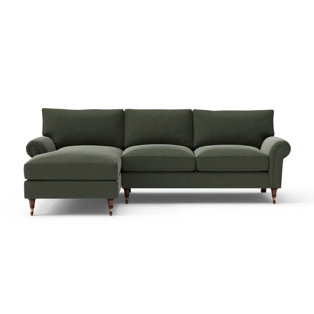 Large Right Hand Chaise - Moss, Eco Chenille