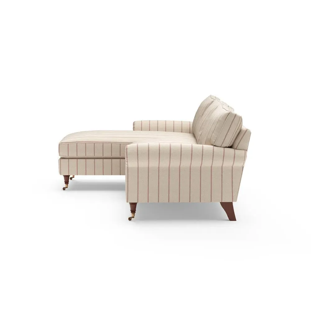Large Right Hand Chaise - Raspberry, Compton Stripe
