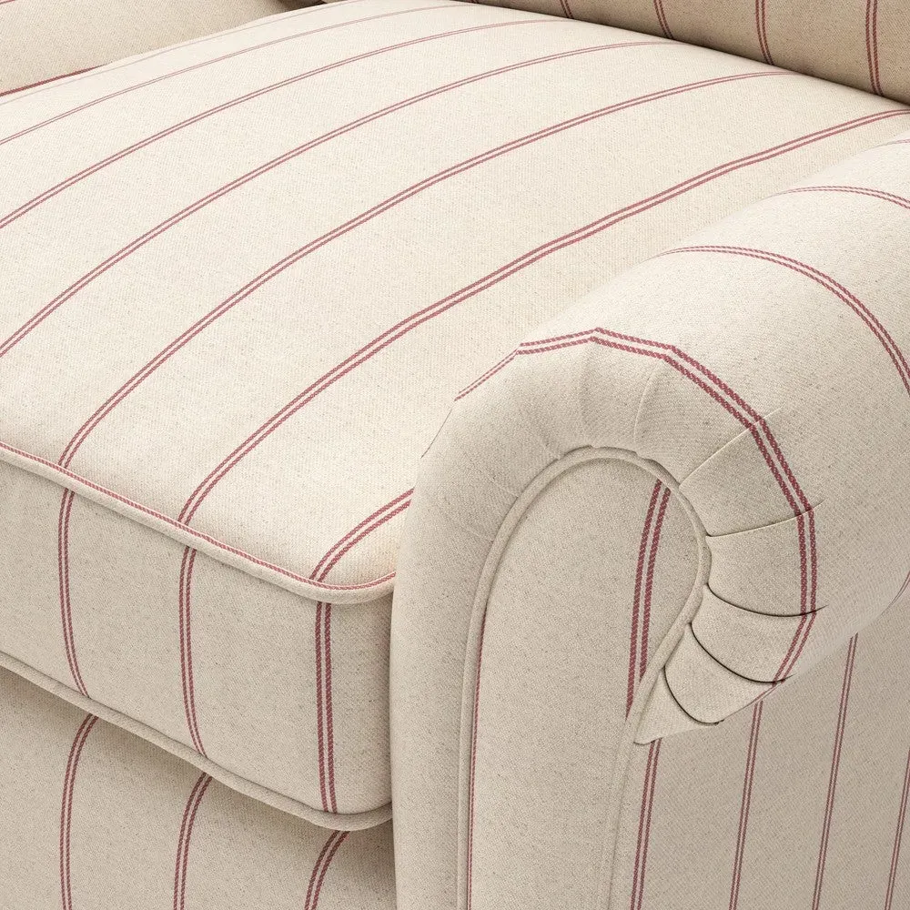 Large Right Hand Chaise - Raspberry, Compton Stripe