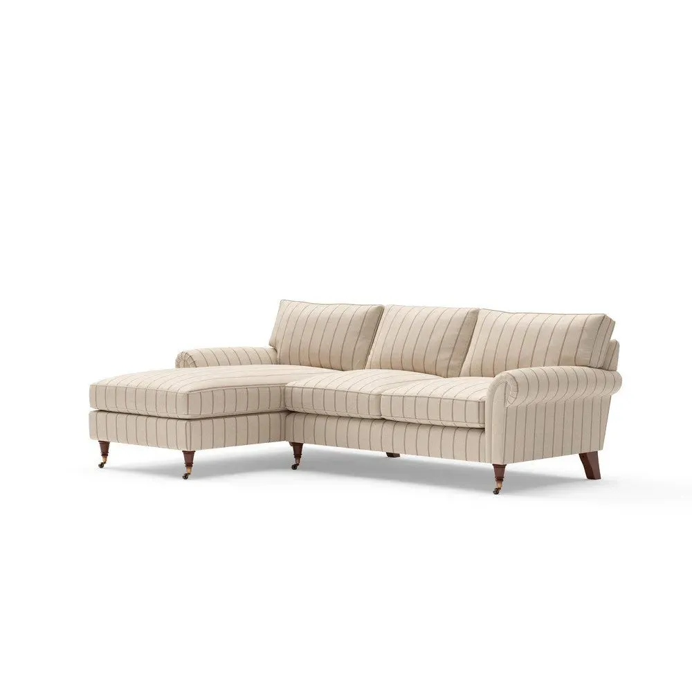 Large Right Hand Chaise - Raspberry, Compton Stripe