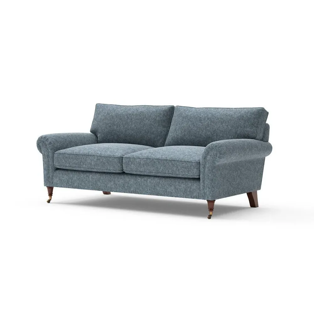 Osbourne 3-Seater Sofa - Mid Blue, Aquaclean Oxford