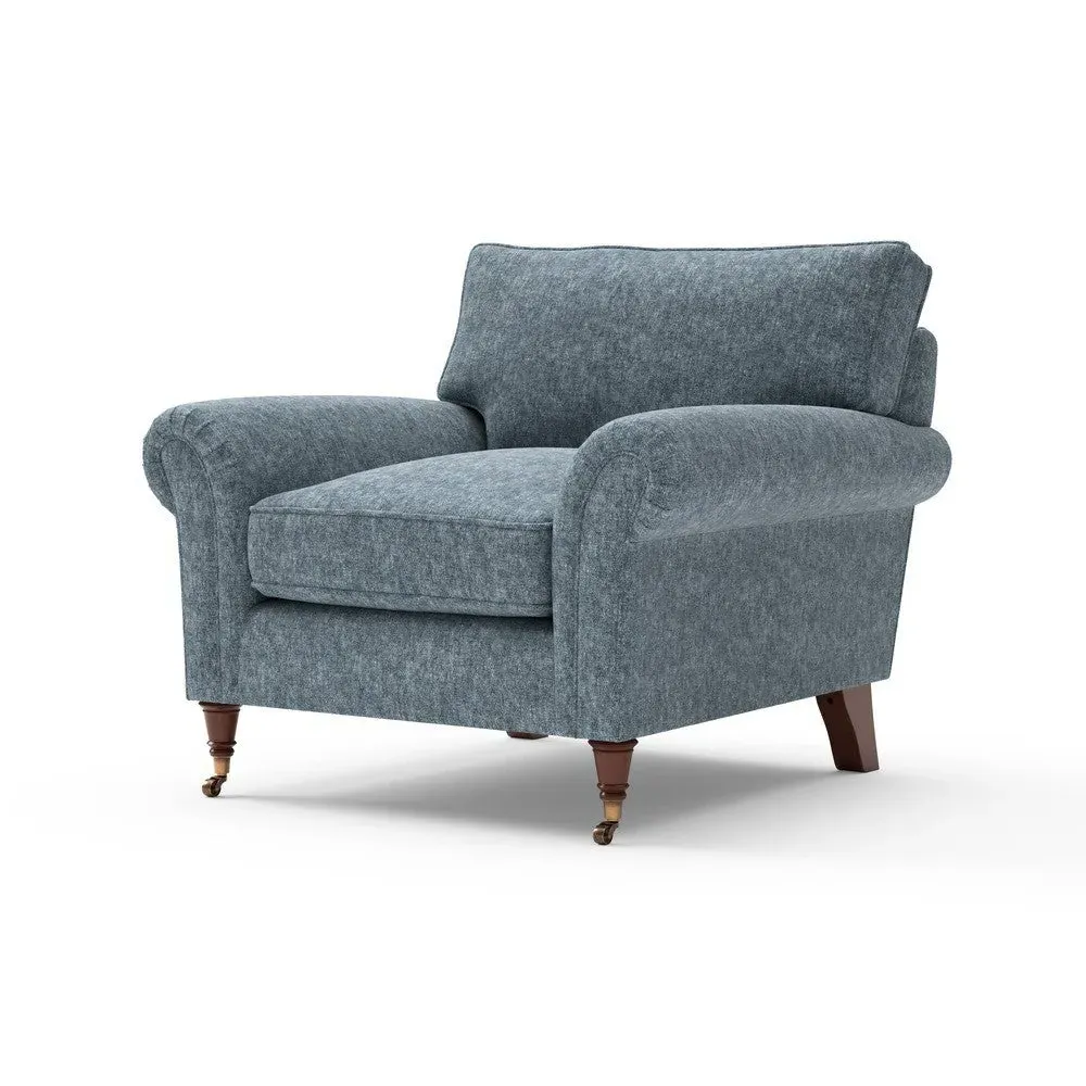 Osbourne Armchair - Mid Blue, Aquaclean Oxford