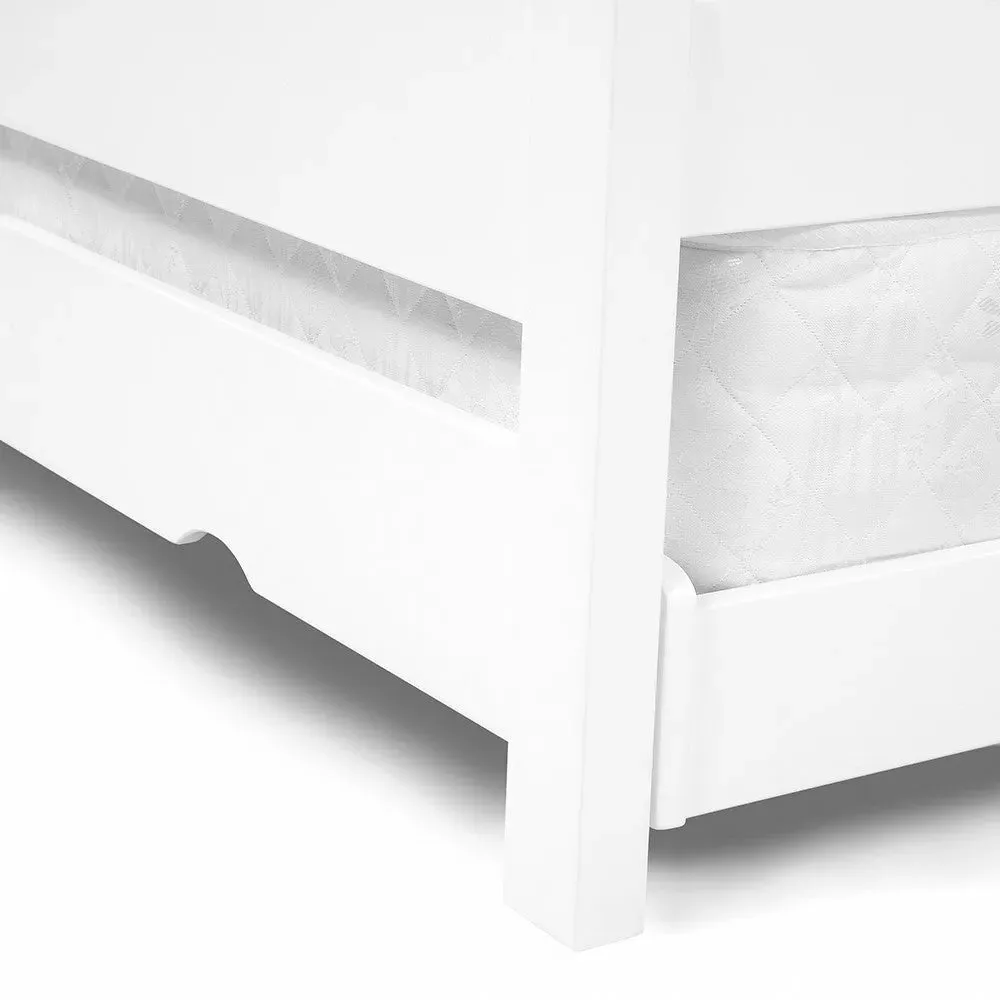 Guest Bed and Trundle with Two Mattresses - White, Pine