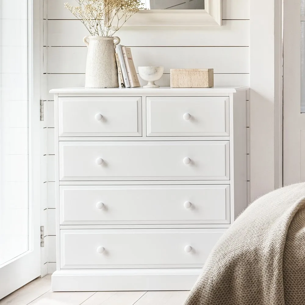 Pensham 5 Drawer Chest - White, Pine