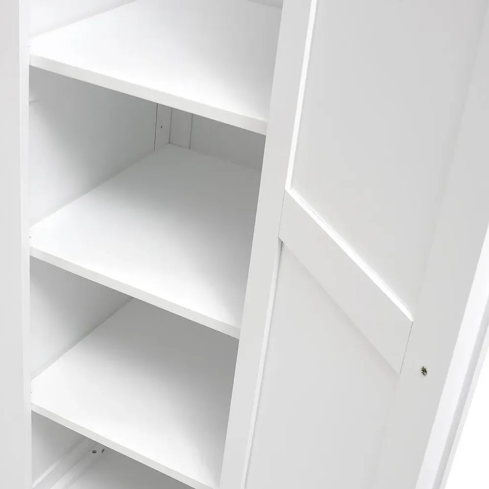 Single Wardrobe - White, Pine