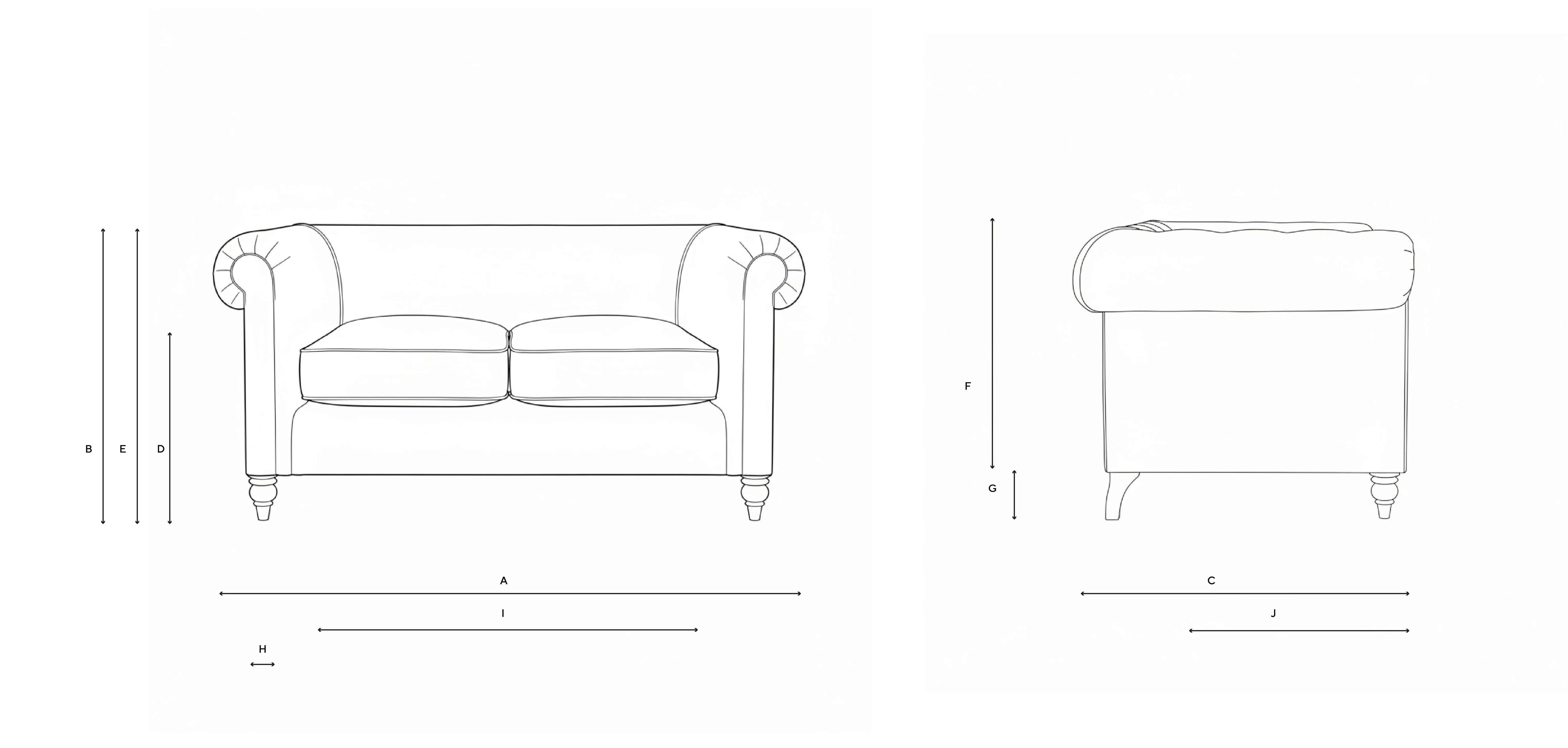 2-Seater Sofa - Navy, Herringbone Weave