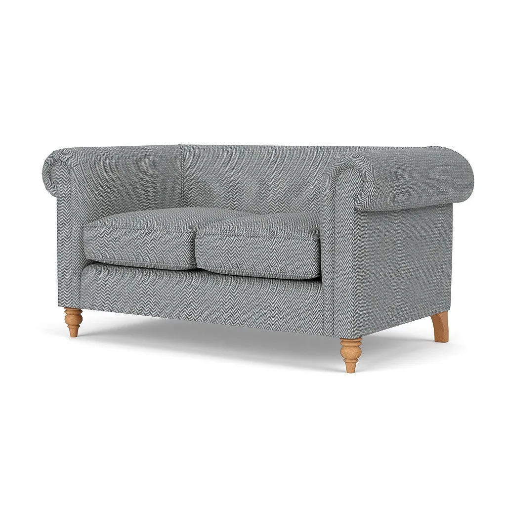 2-Seater Sofa - Navy, Herringbone Weave