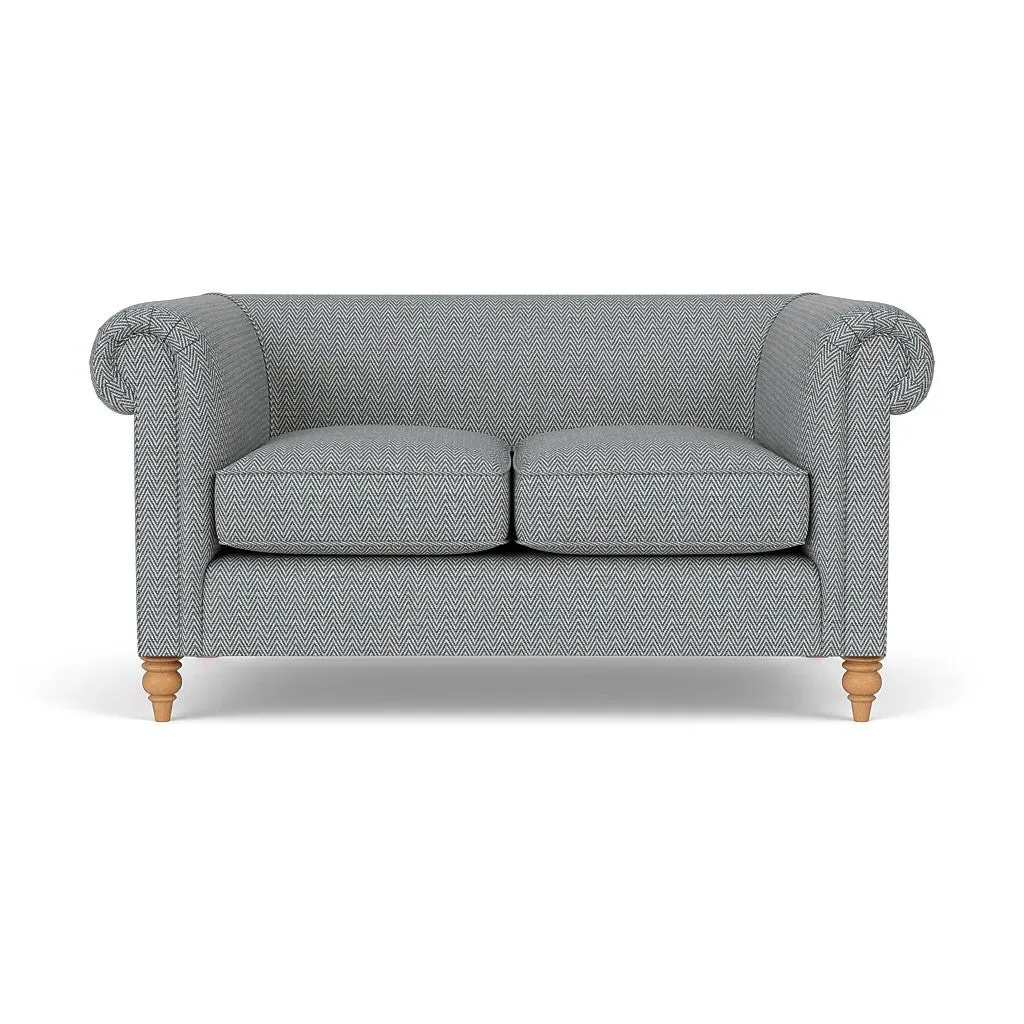 2-Seater Sofa - Navy, Herringbone Weave
