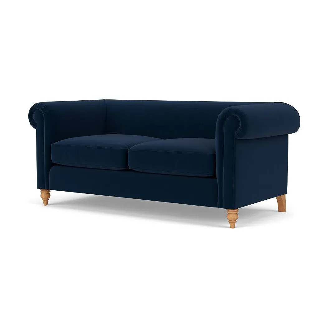 3-Seater Sofa - Deep Blue, Matt Velvet