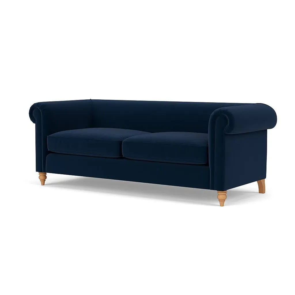 4-Seater Sofa - Deep Blue, Matt Velvet