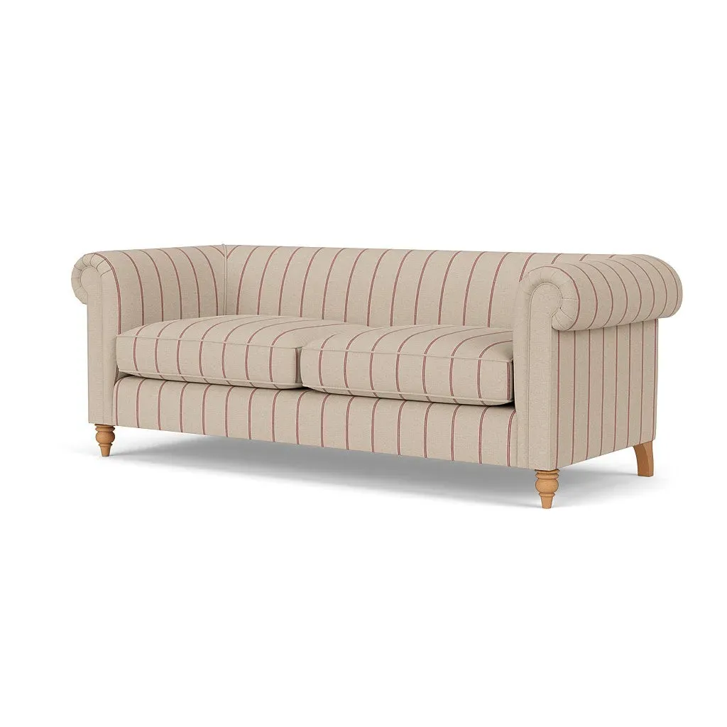 4-Seater Sofa - Raspberry, Compton Stripe