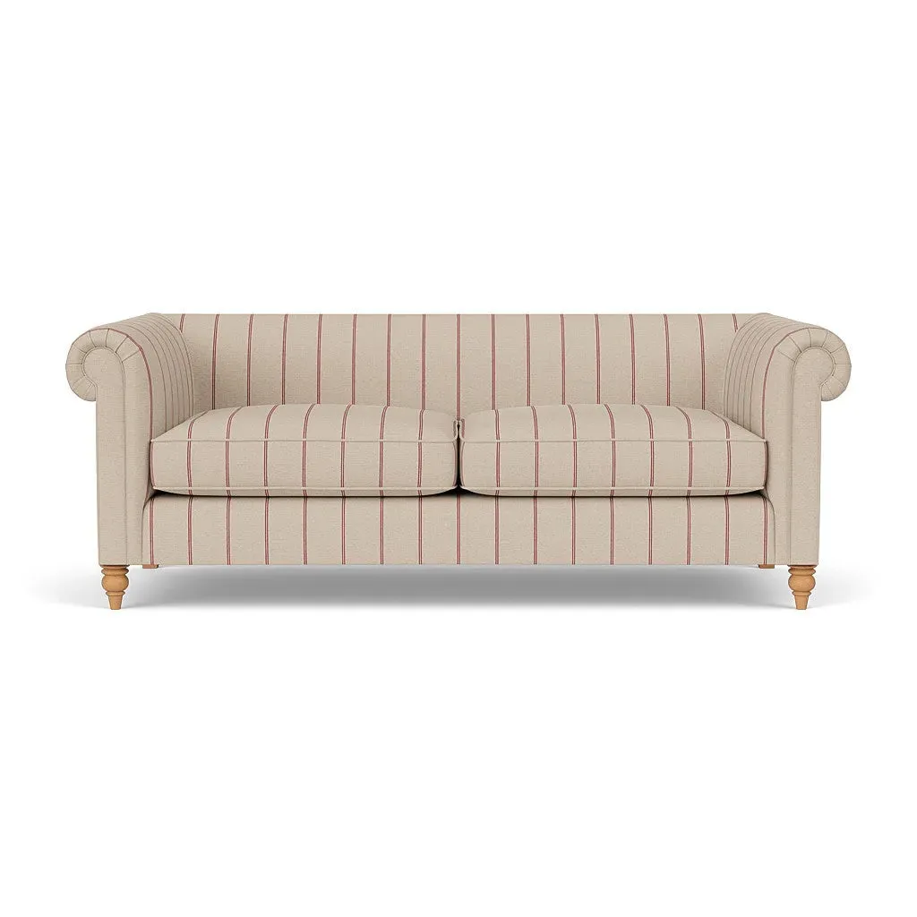 4-Seater Sofa - Raspberry, Compton Stripe