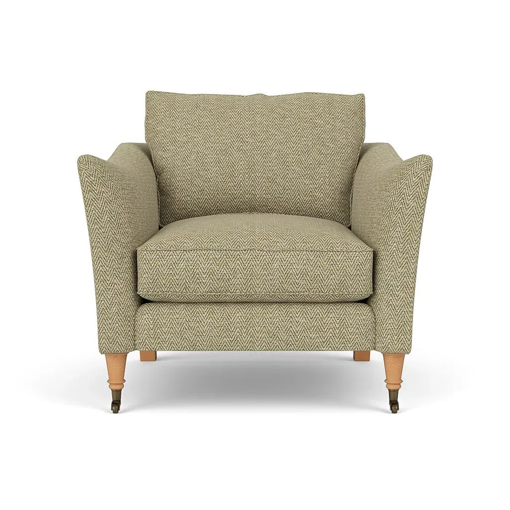 Armchair with Castor Legs - Apple, Herringbone Weave image