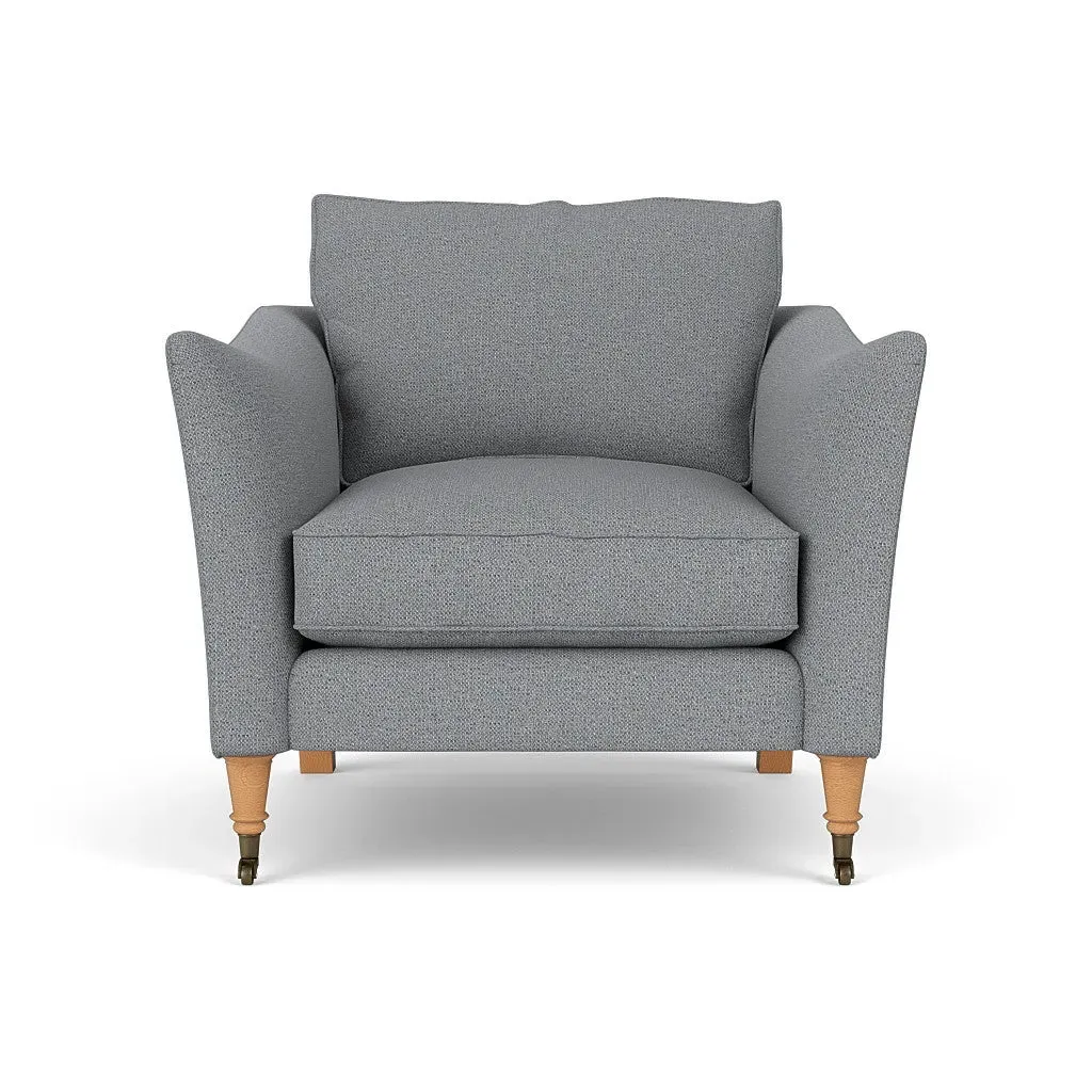 Armchair with Castor Legs - Blue Marl, House Weave image