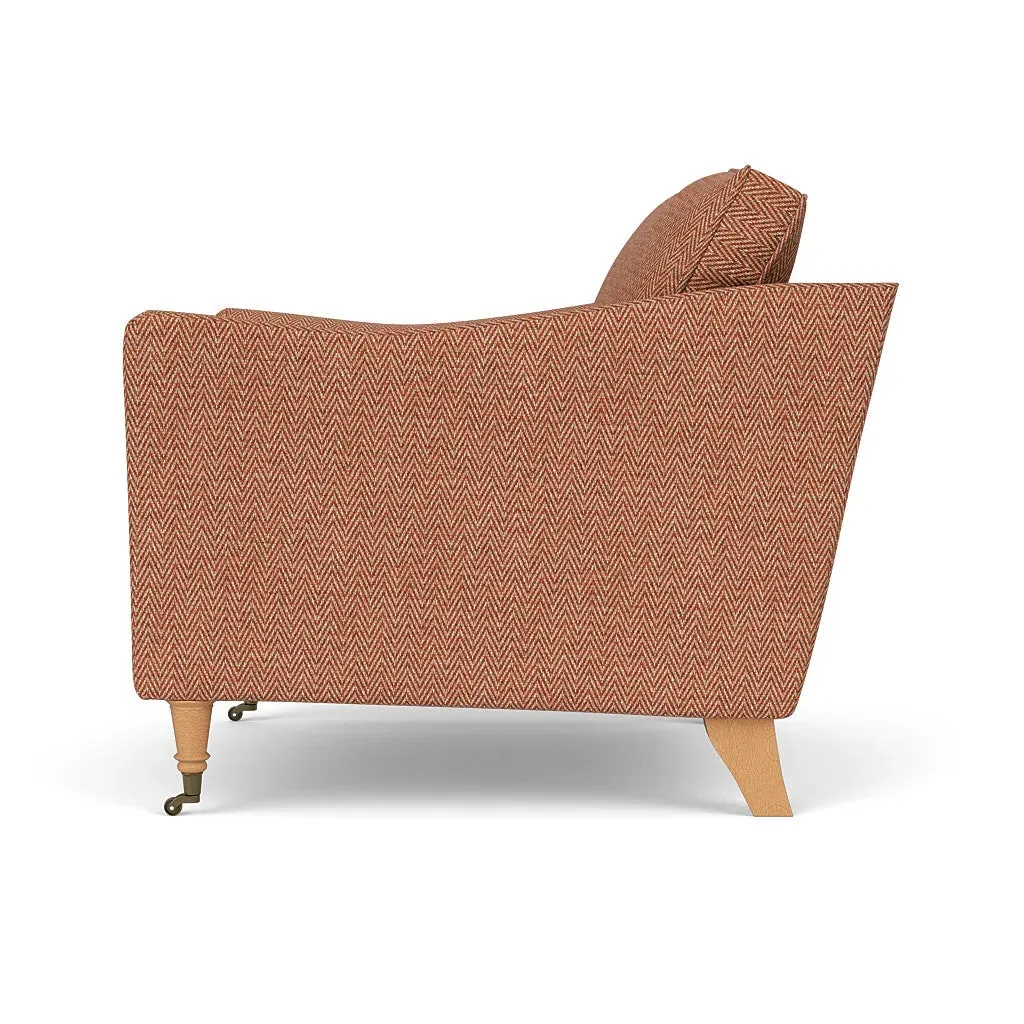 Armchair with Castor Legs - Brick, Herringbone Weave