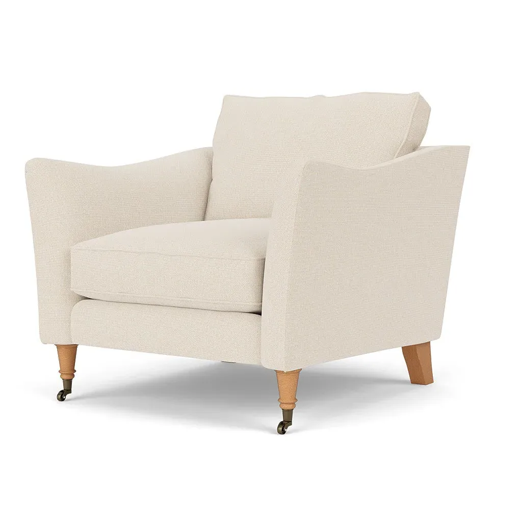 Armchair with Castor Legs - Cream, House Weave
