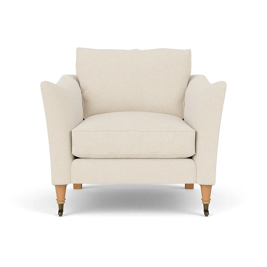 Armchair with Castor Legs - Cream, House Weave