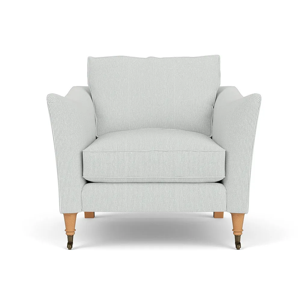 Armchair with Castor Legs - Duck Egg, Broadway Stripe image