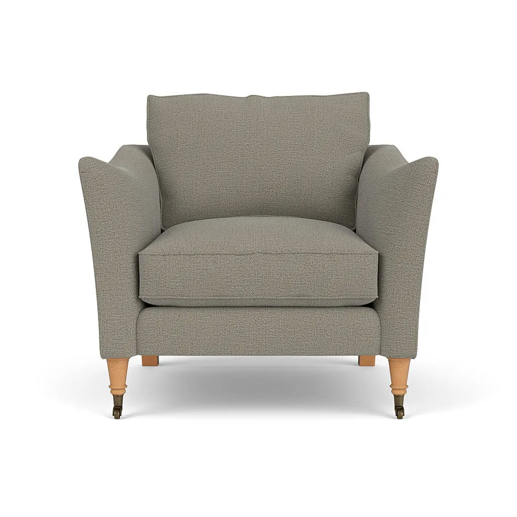 Armchair with Castor Legs - Flax, Rustic Weave image