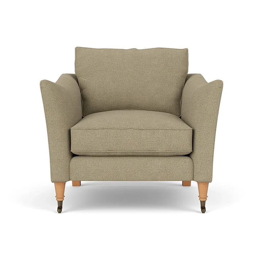 Armchair with Castor Legs - Green Marl, House Weave