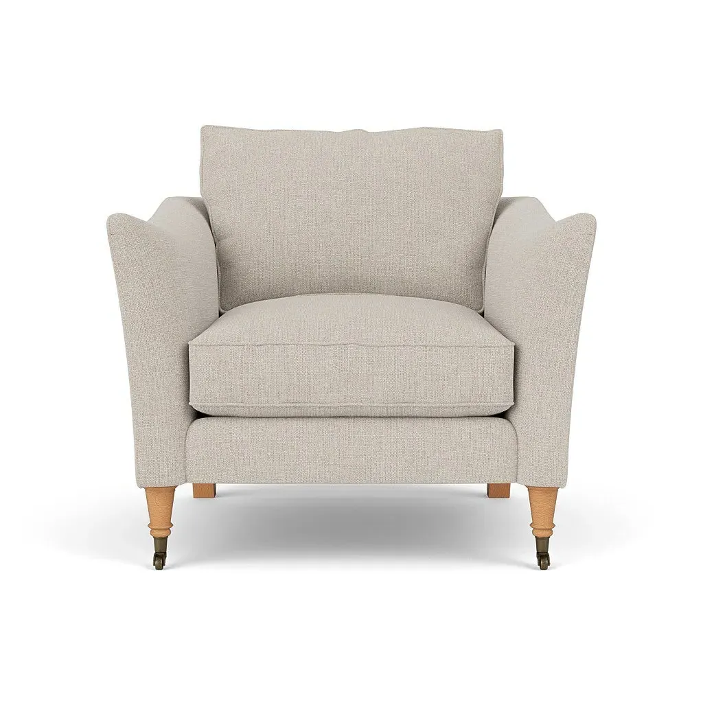 Armchair with Castor Legs - Natural, Aquaclean Oxford