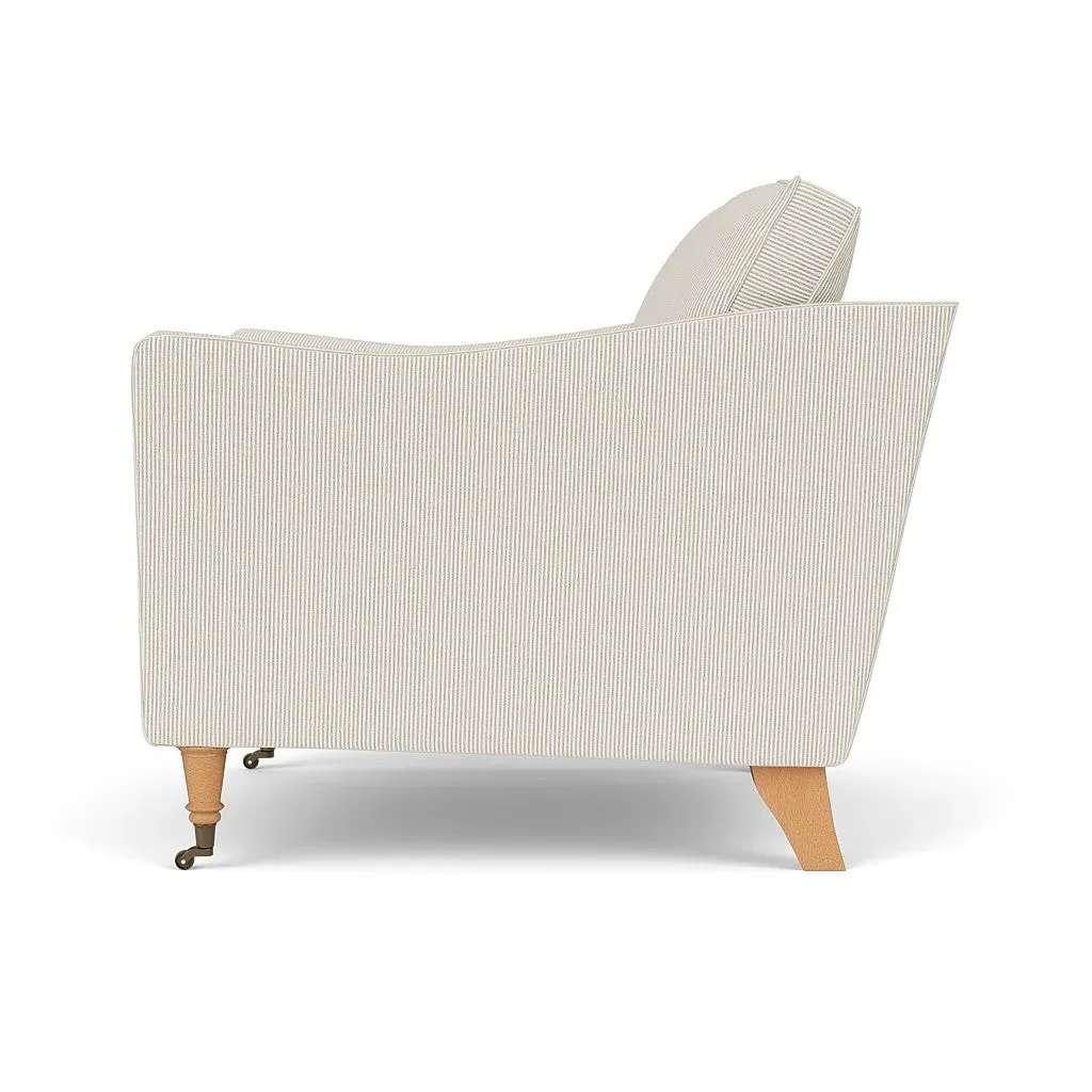 Armchair with Castor Legs - Natural, Broadway Stripe