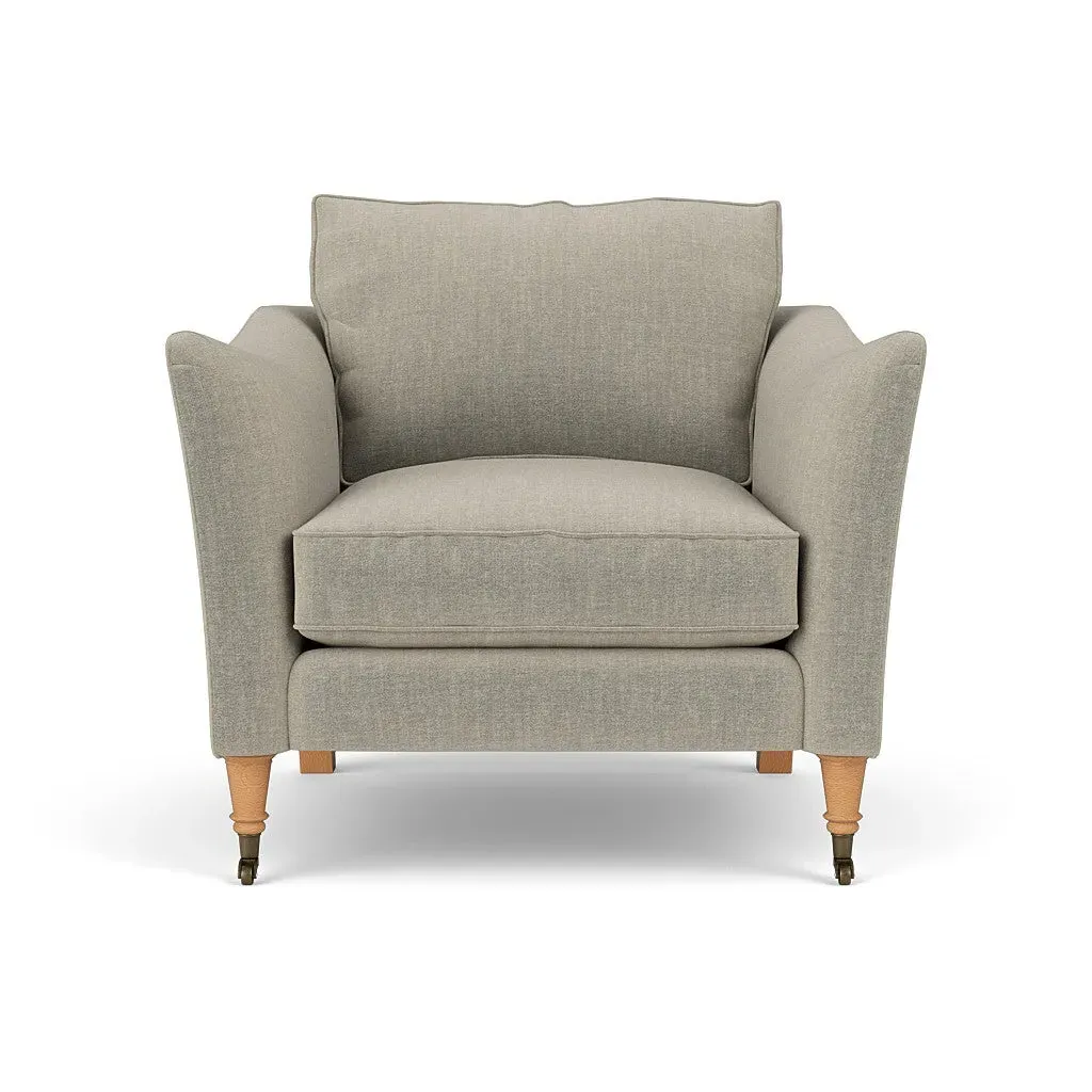 Armchair with Castor Legs - Natural, Eco Chenille