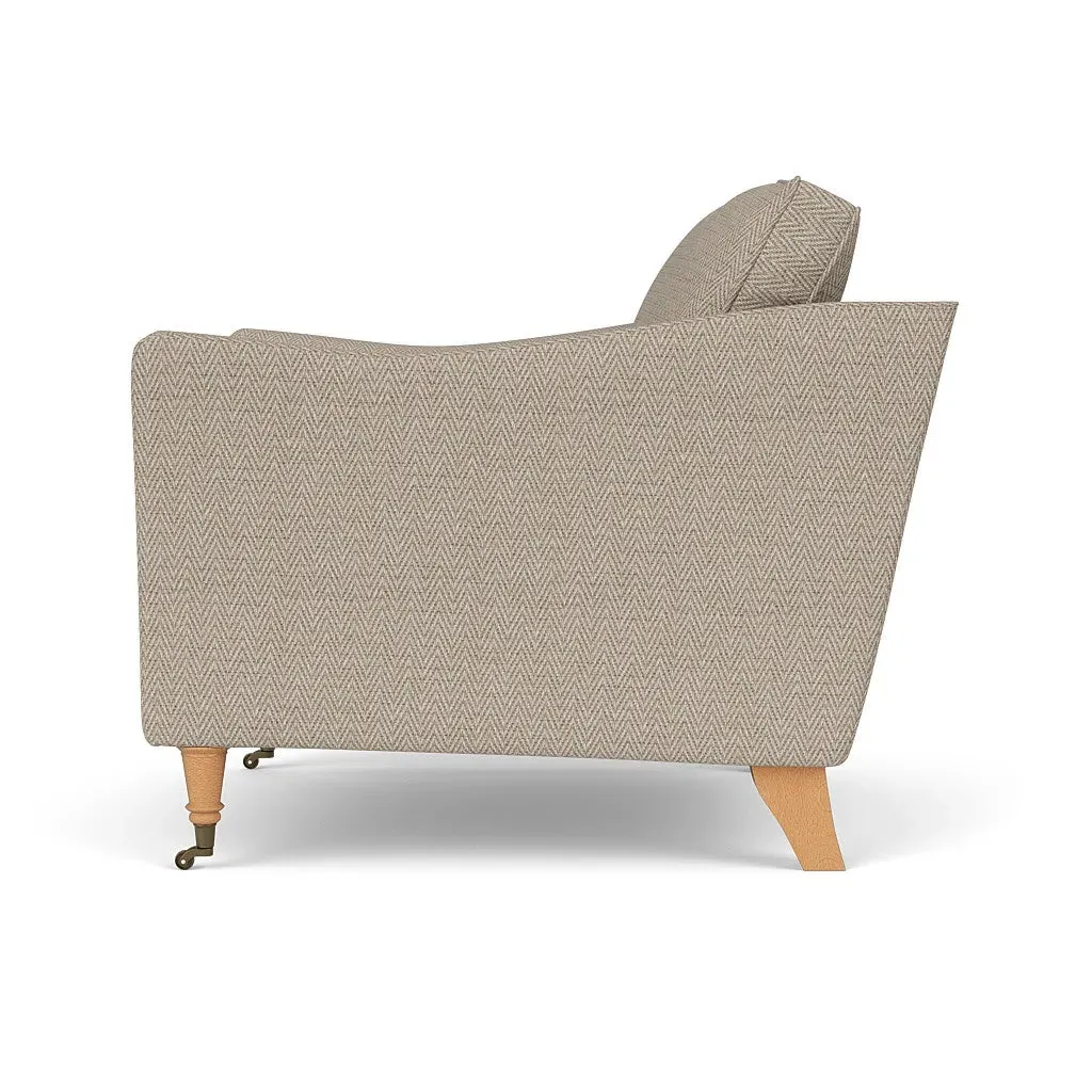 Armchair with Castor Legs - Natural, Herringbone Weave