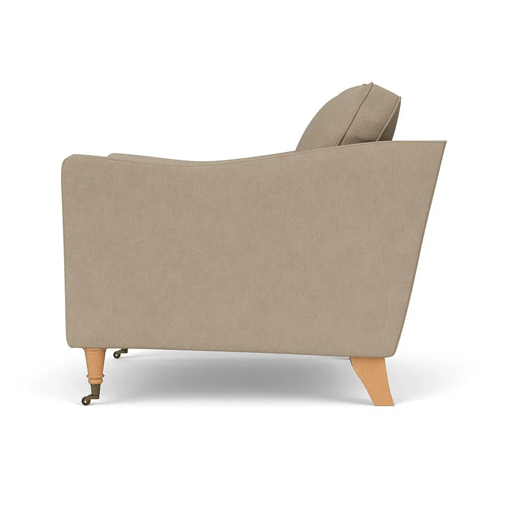 Armchair with Castor Legs - Natural, House Linen Mix
