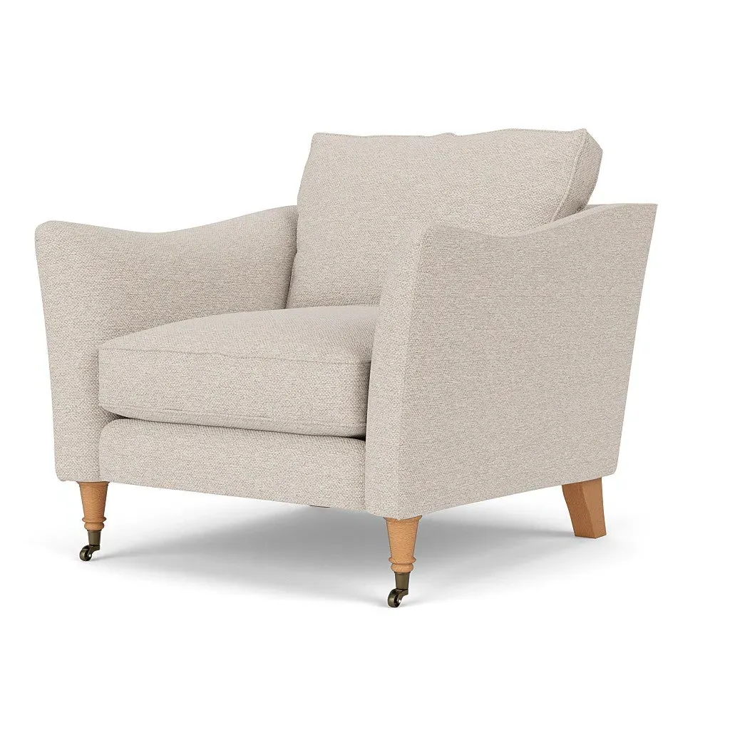 Armchair with Castor Legs - Natural, House Weave