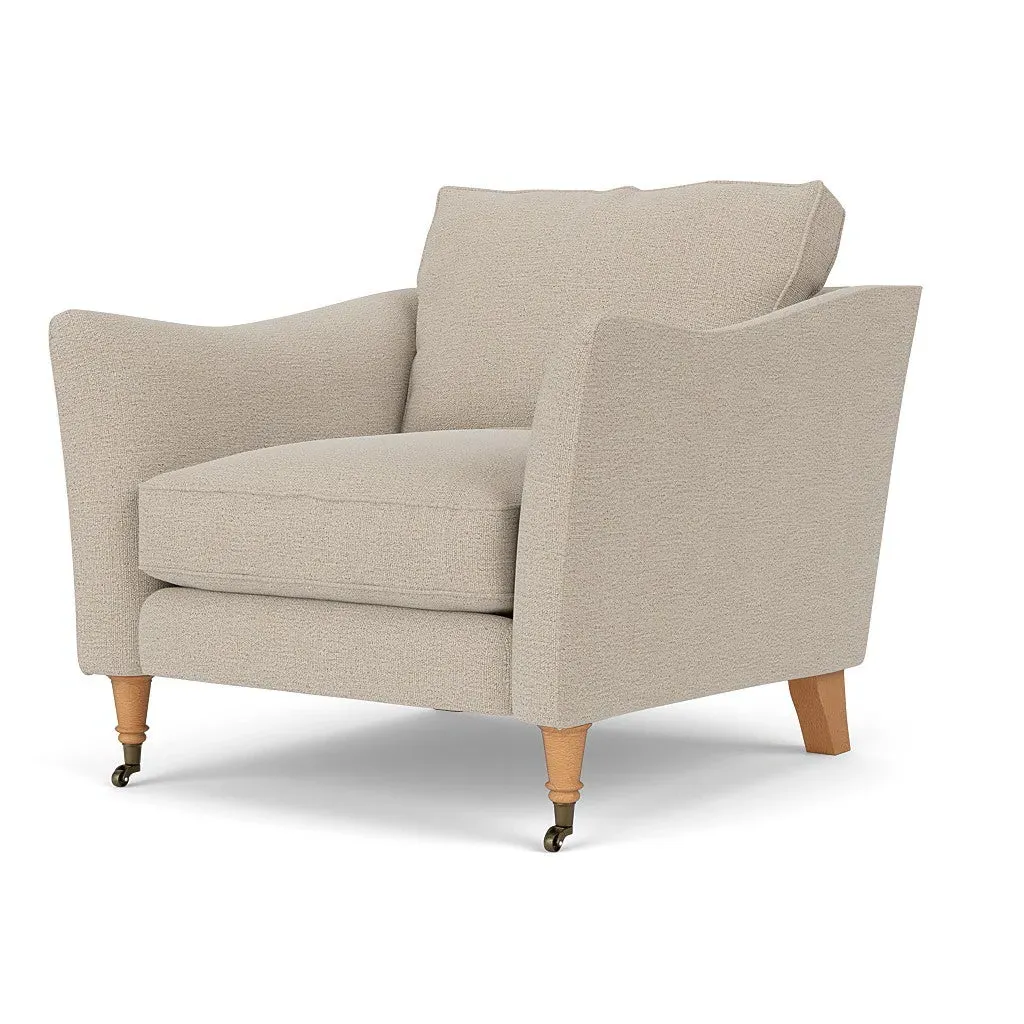 Armchair with Castor Legs - Natural, Rustic Weave