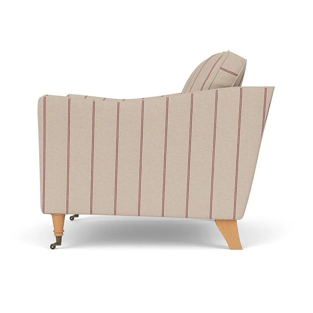 Armchair with Castor Legs - Raspberry, Compton Stripe