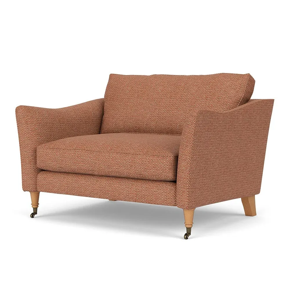 Love Seat - Brick, Herringbone Weave