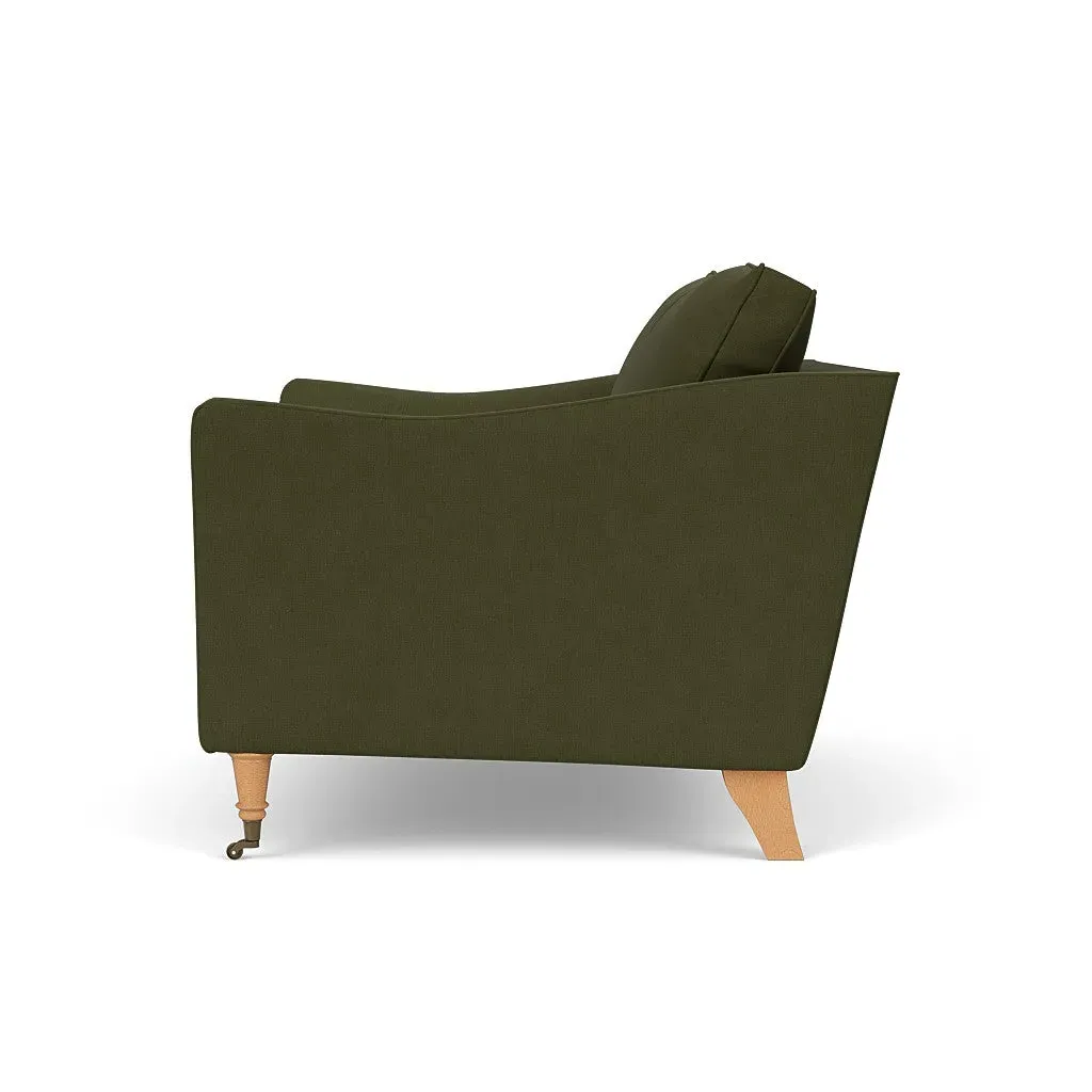 Love Seat - Forest Green, Linen