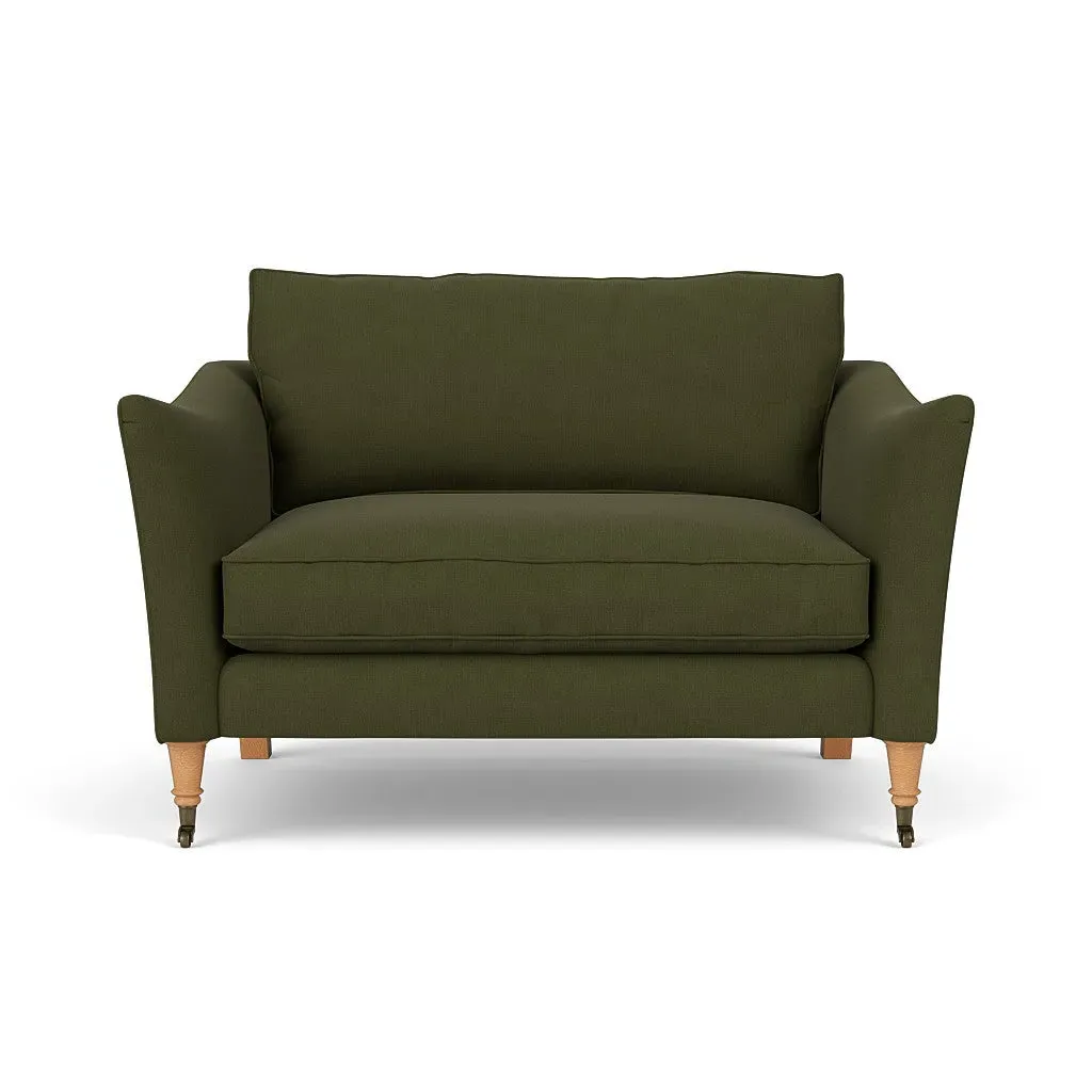 Love Seat - Forest Green, Linen