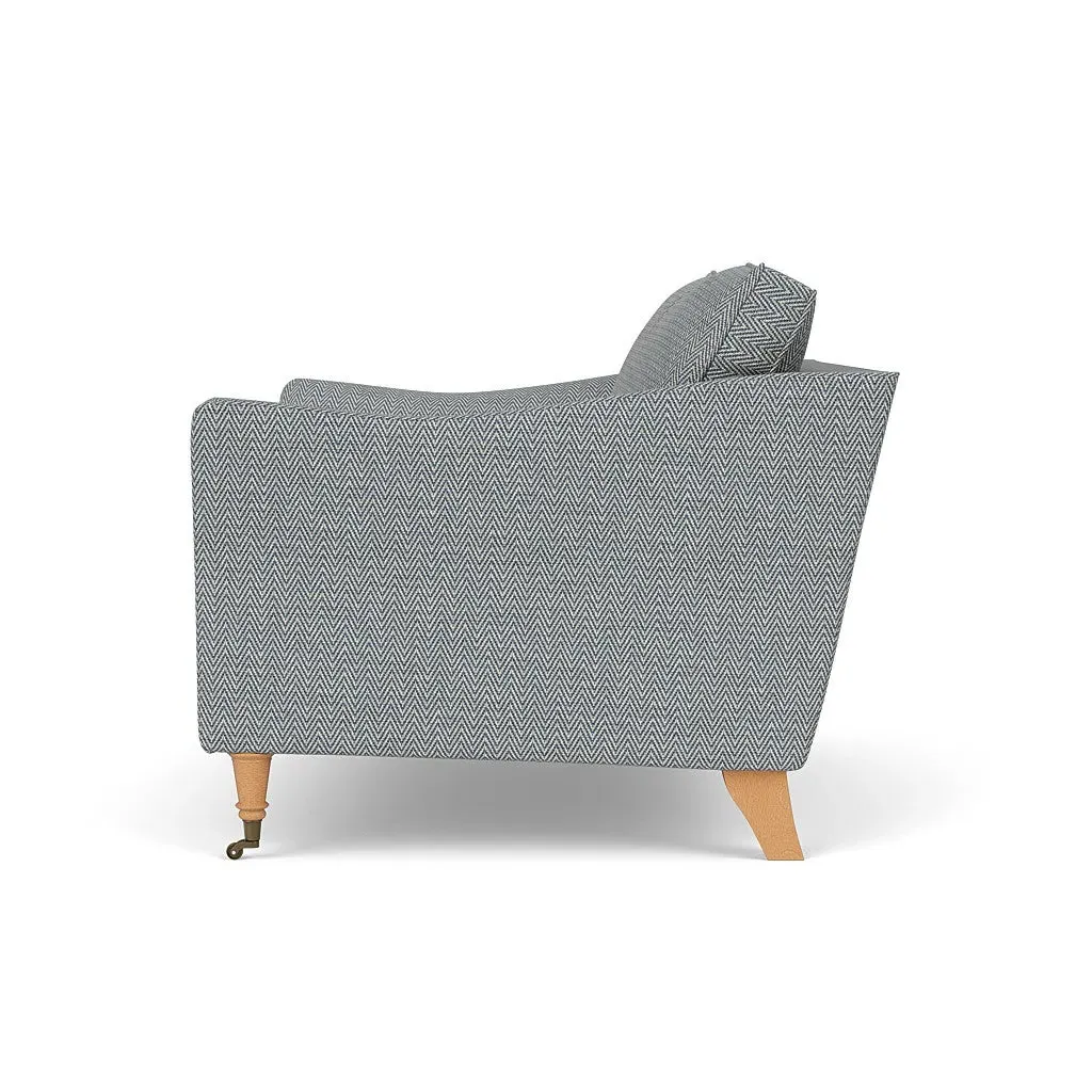 Love Seat - Navy, Herringbone Weave