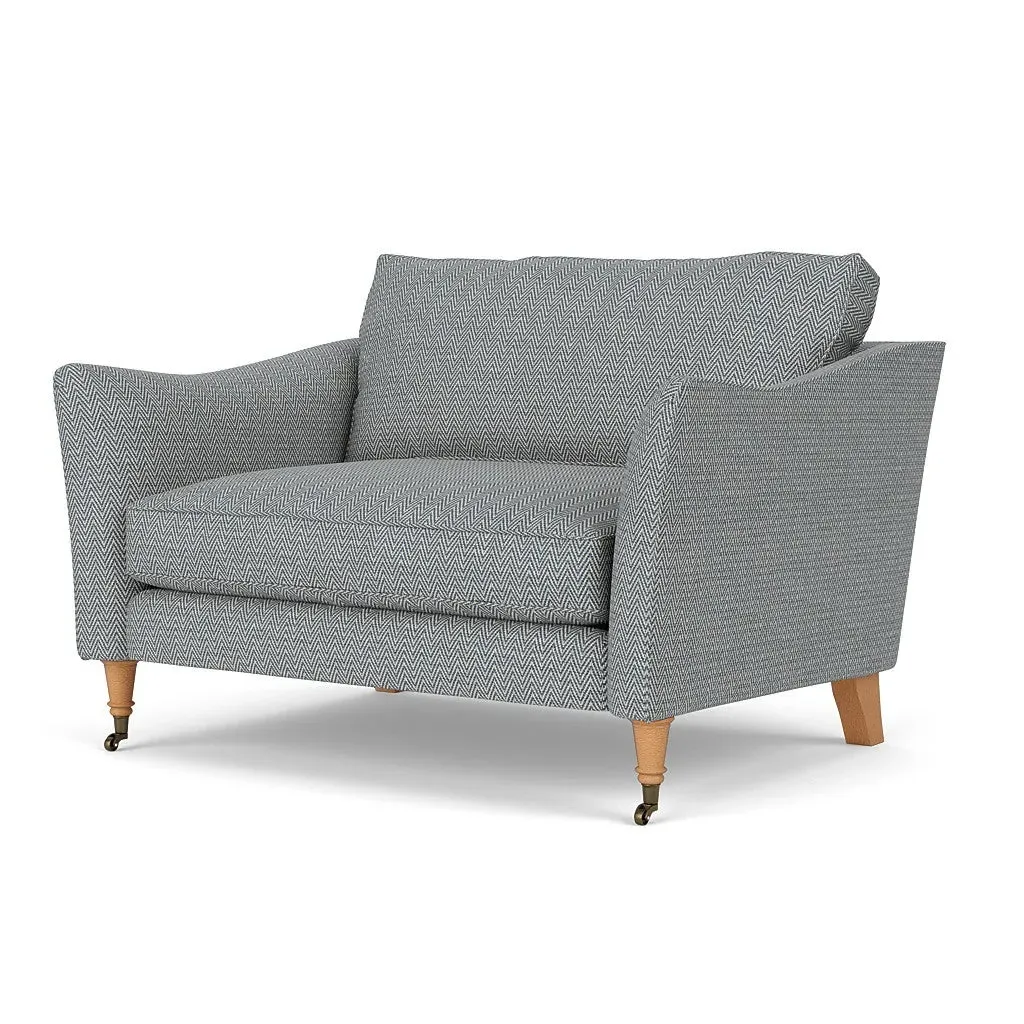 Love Seat - Navy, Herringbone Weave