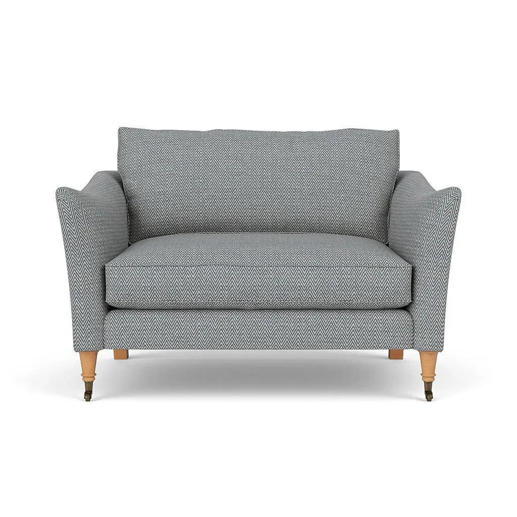 Love Seat - Navy, Herringbone Weave
