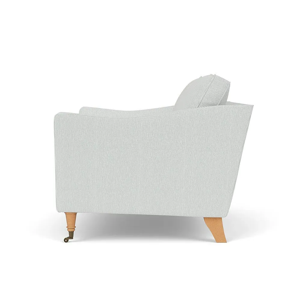 Love Seat with Piped Edges - Duck Egg, Broadway Stripe