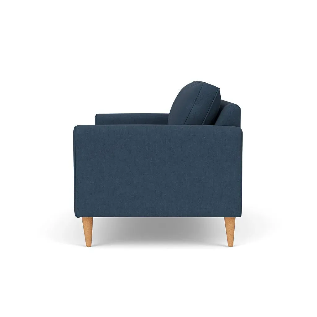 2 Seater Sofa with Bench Cushion - Indigo, Linen Mix