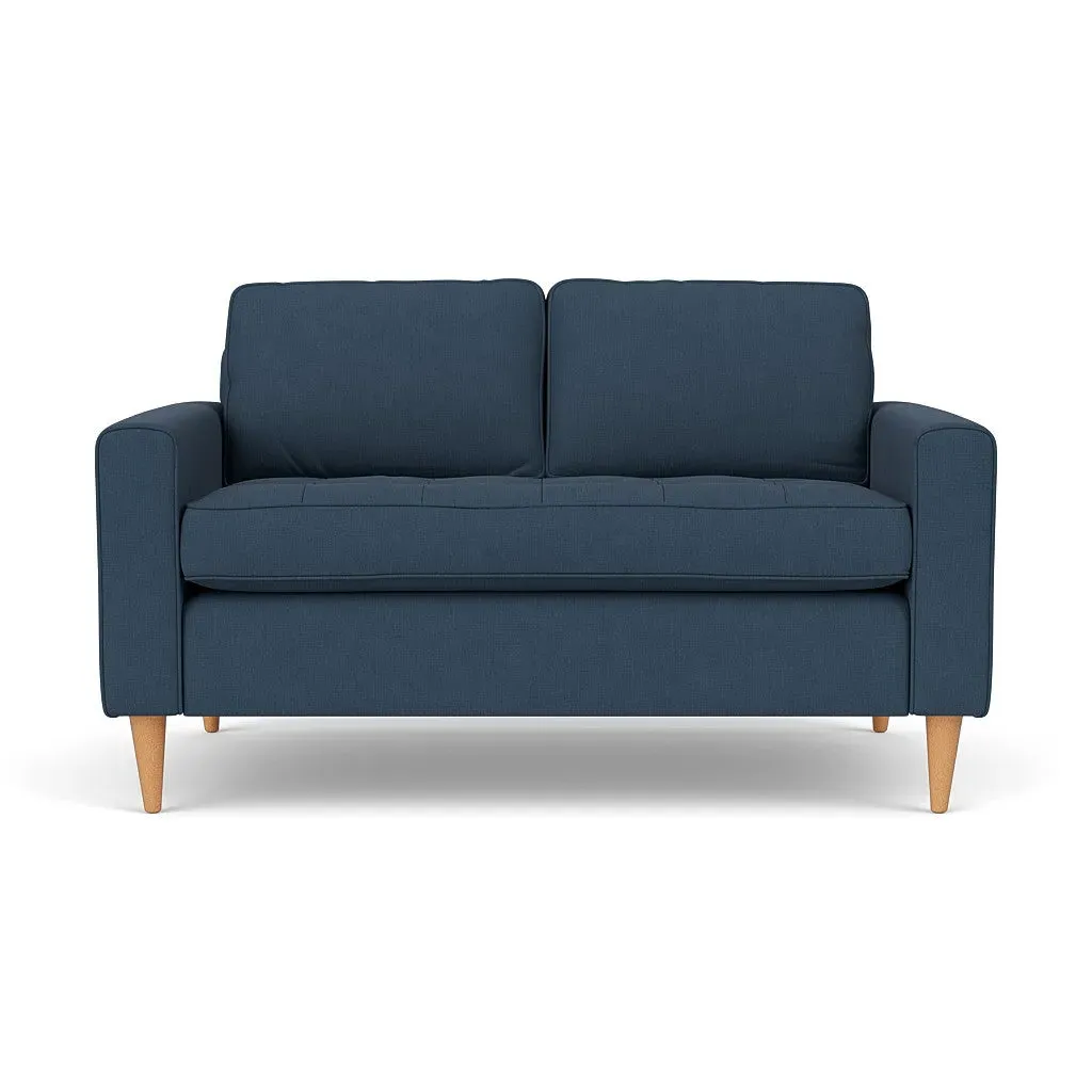 2 Seater Sofa with Bench Cushion - Indigo, Linen Mix image