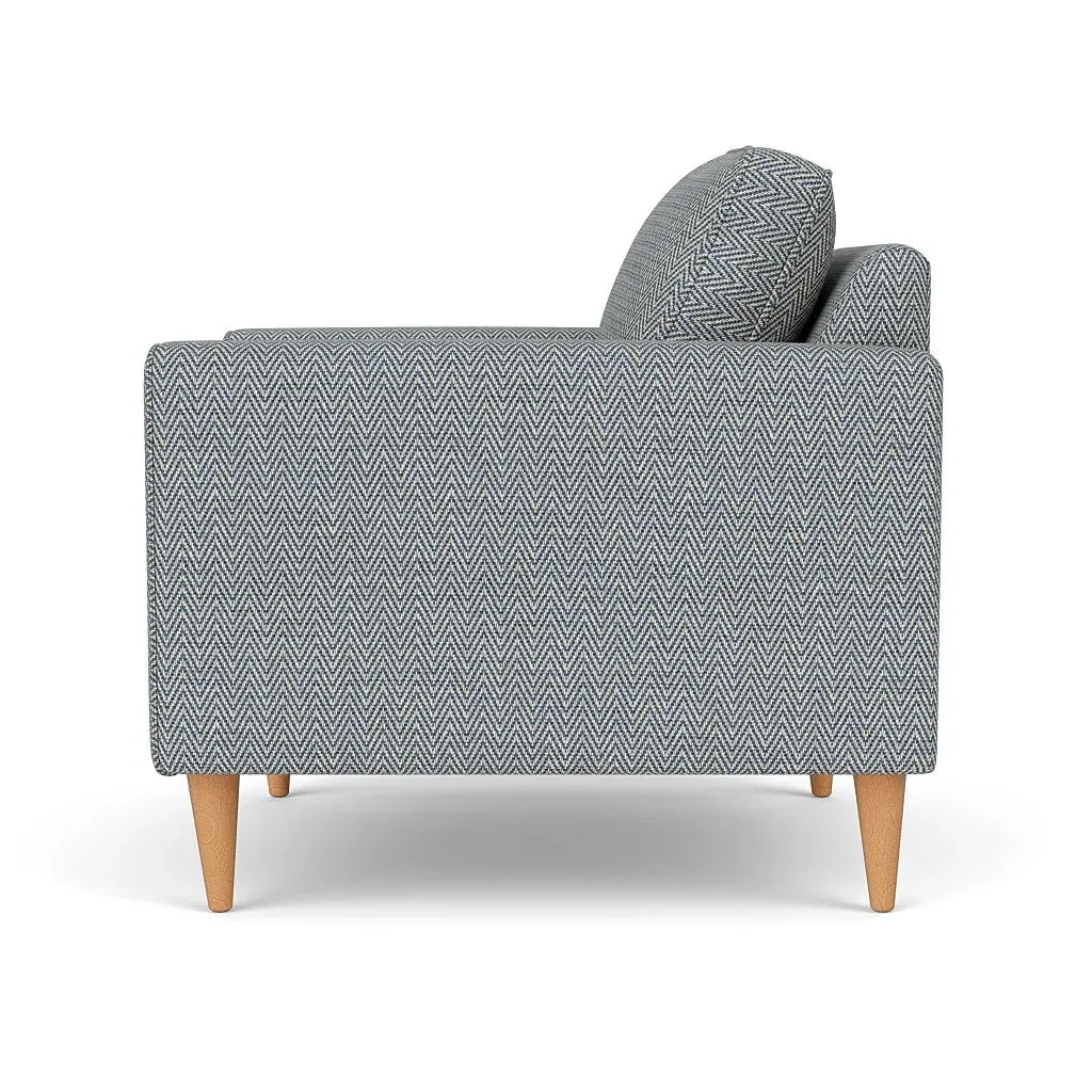 Armchair - Navy, Herringbone Weave