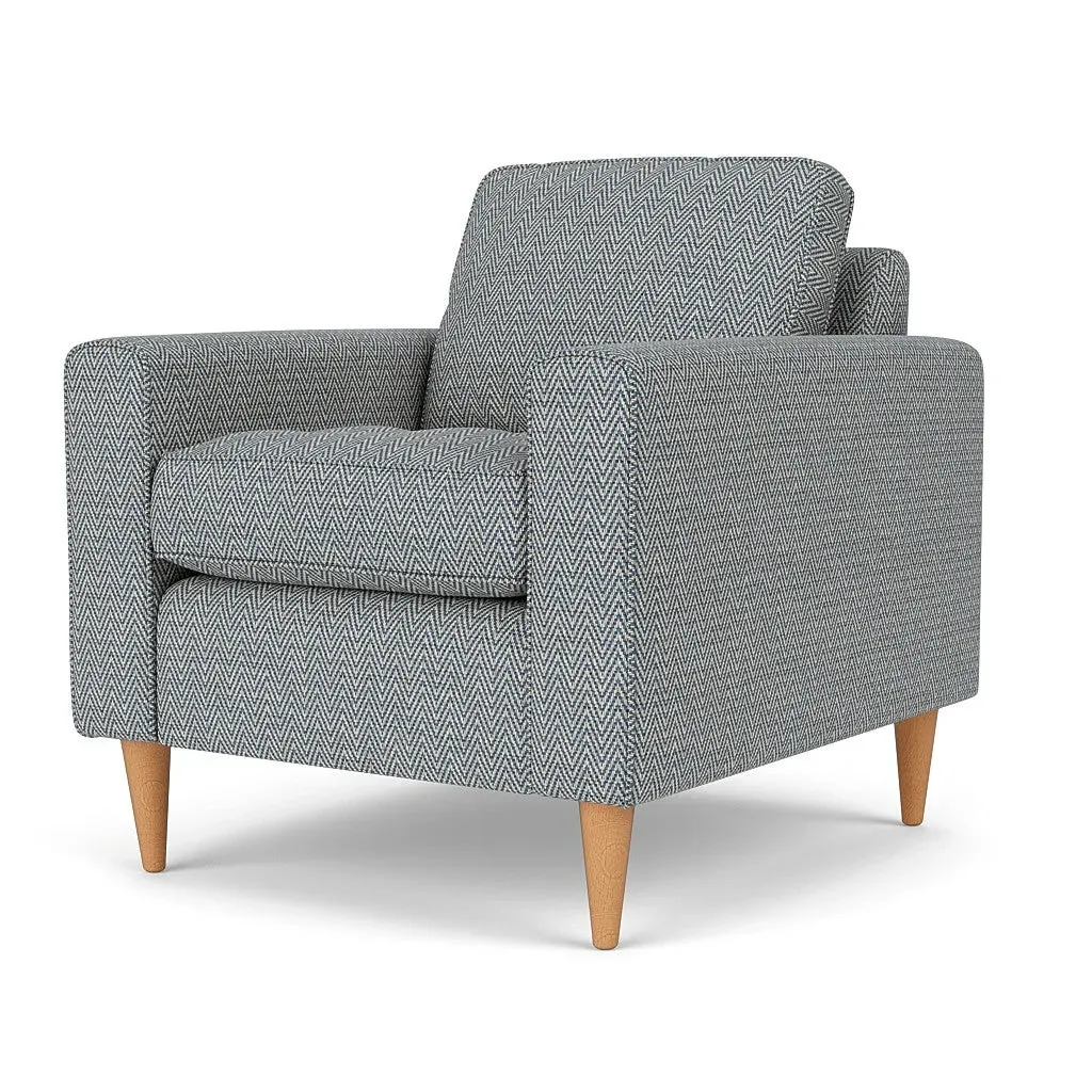 Armchair - Navy, Herringbone Weave
