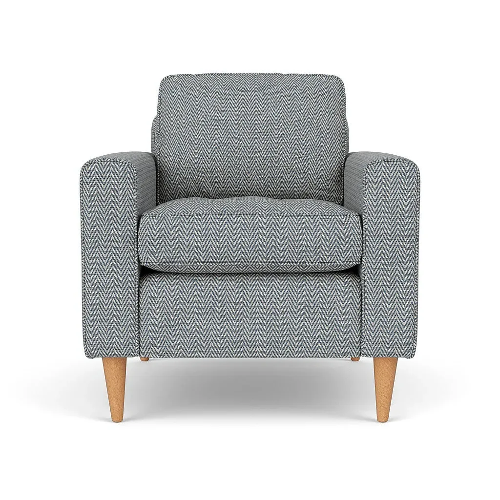 Armchair - Navy, Herringbone Weave