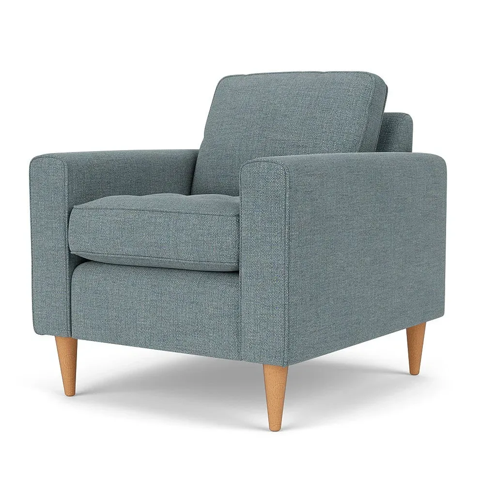 Armchair - Teal Marl, Rustic Weave