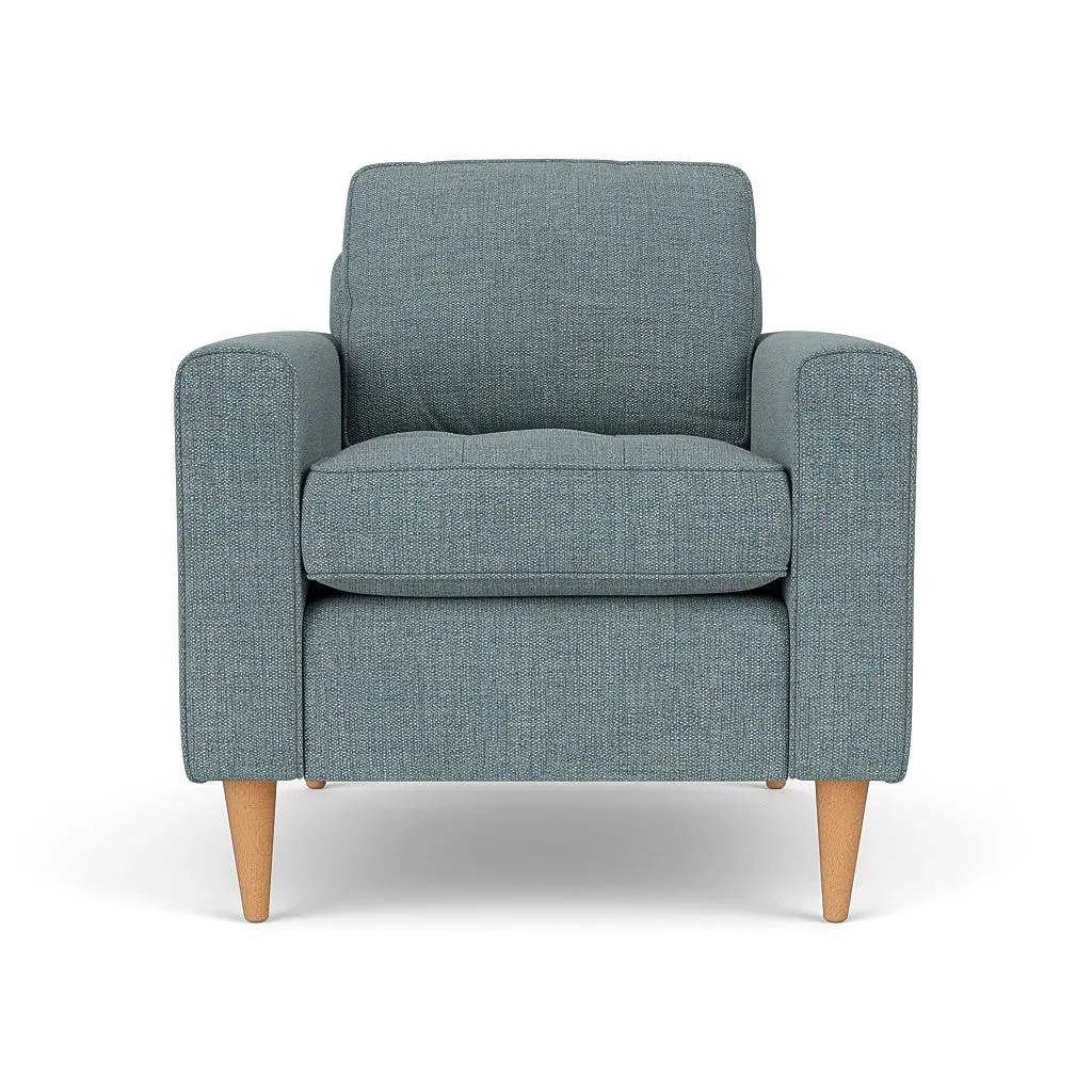 Armchair - Teal Marl, Rustic Weave