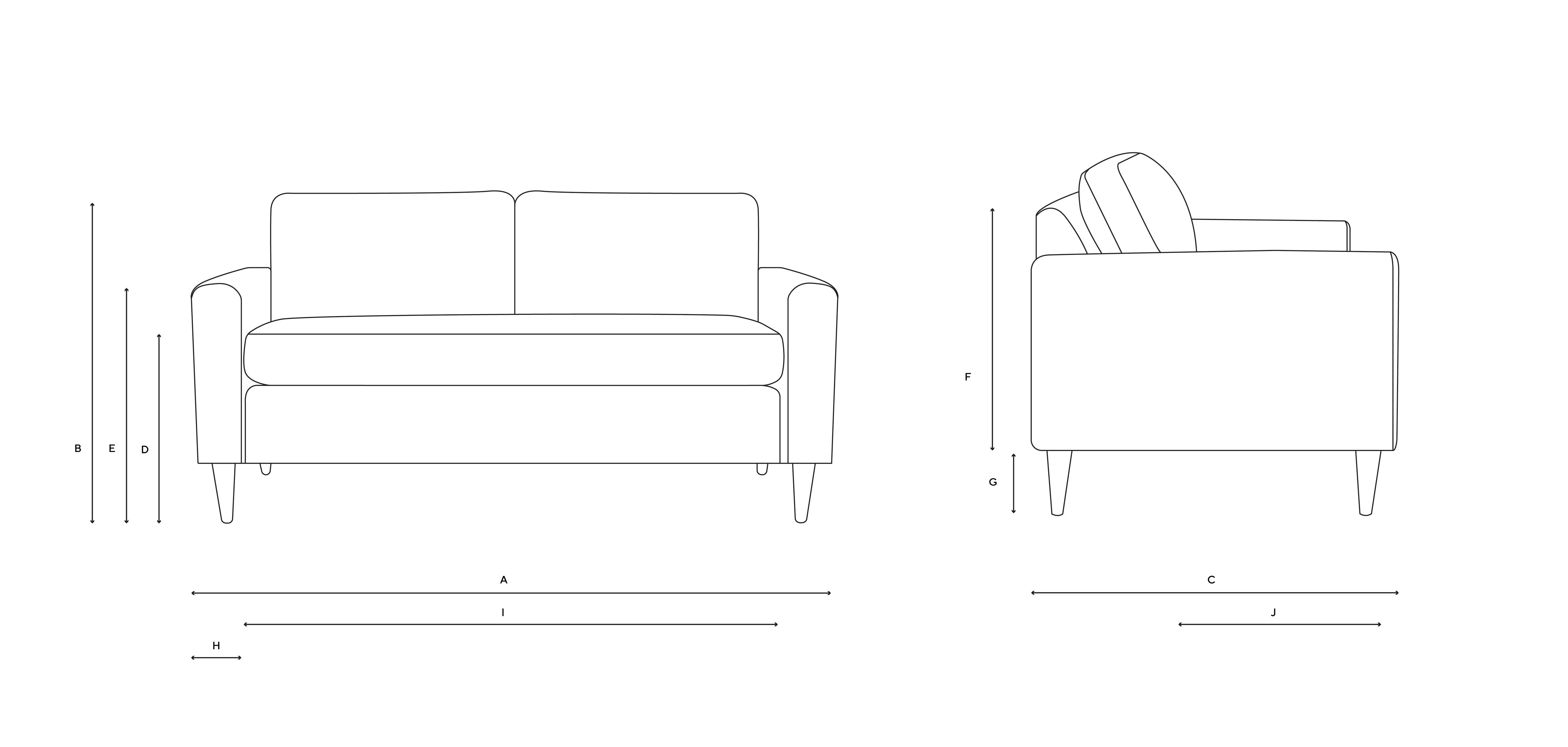 Large 2-Seater Sofa - Green