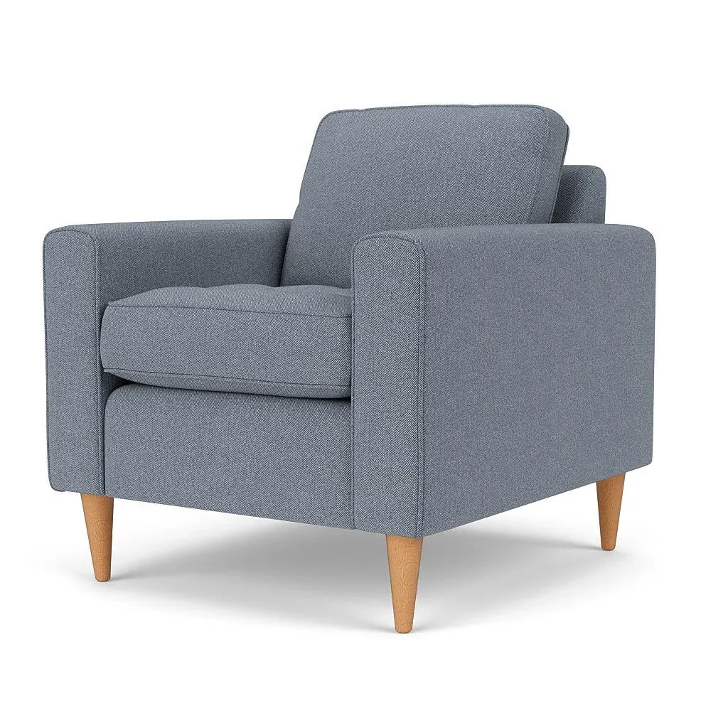 Saxon Armchair - Navy, Eco Herringbone